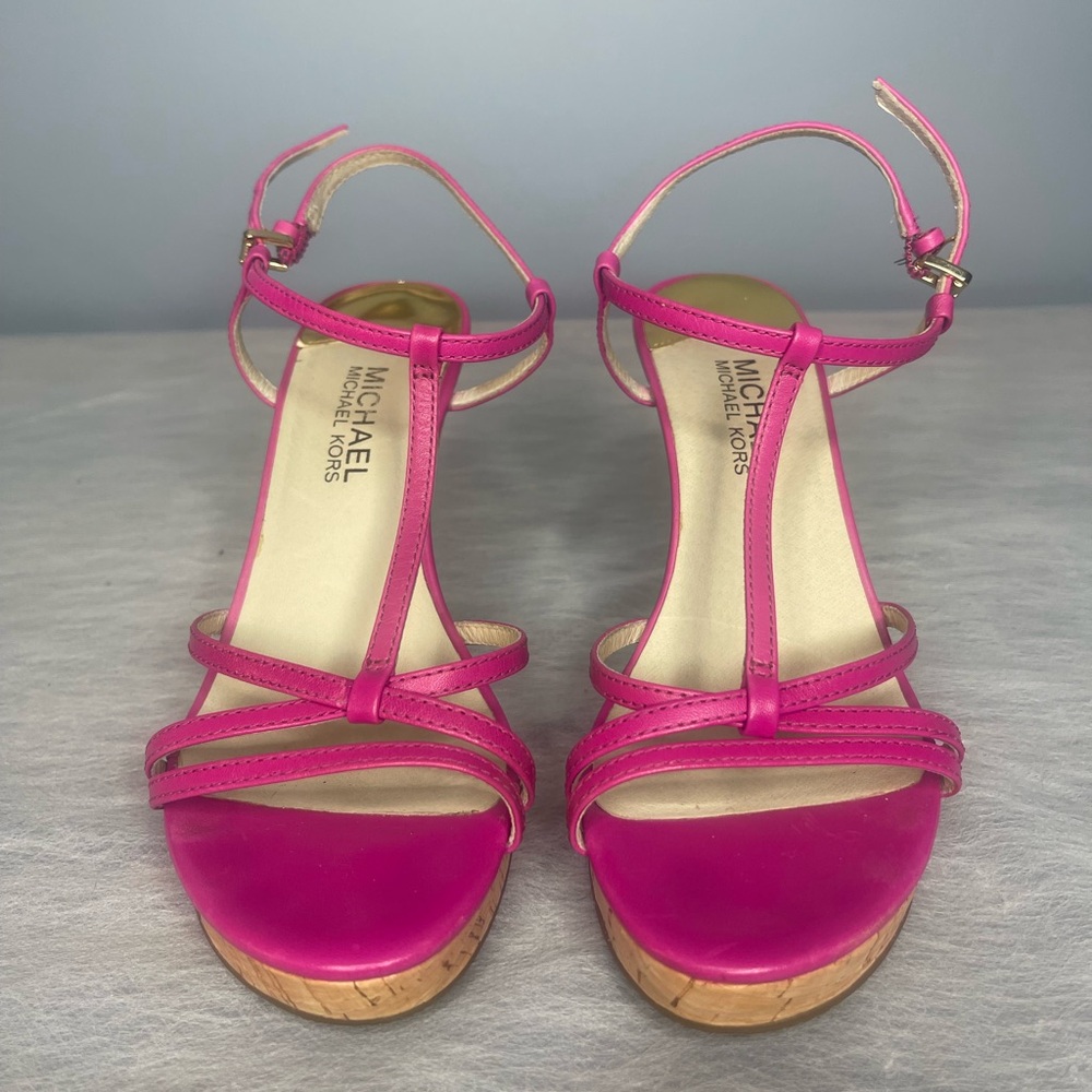 Michael Kors Strappy pink wedge sandal